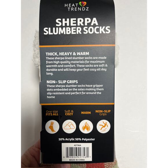 Heat Trenz Sherpa slumber socks, one size nonslip grip. NEW - Picture 3 of 3